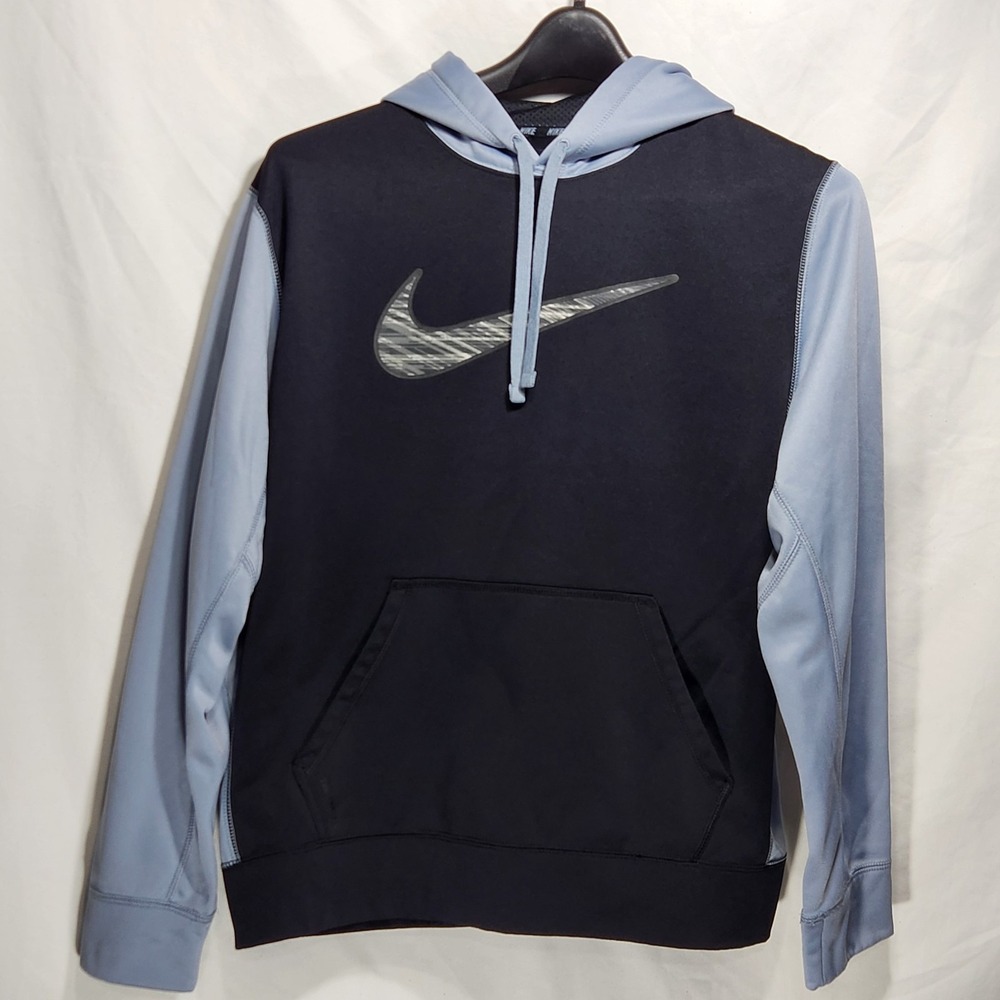 Nike Mens Thermafit Hoodie Size‎ Large Black / Gray Center Swoosh Sweatshirt